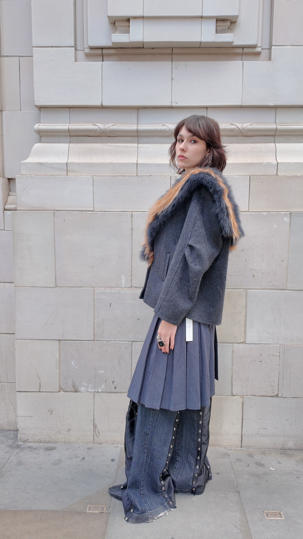 Lapel-Trimmed Fox Fur Coat