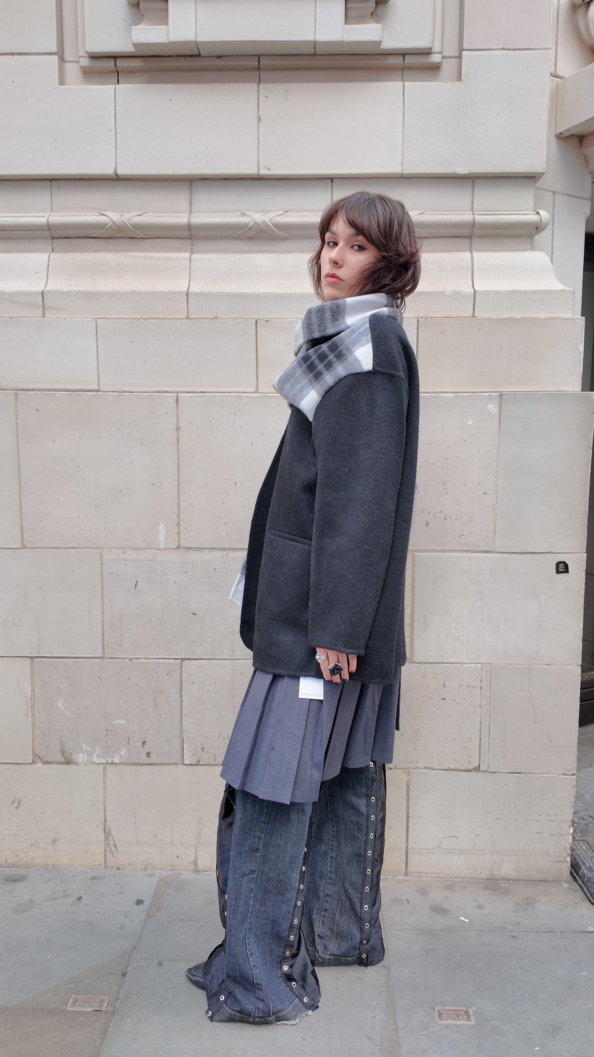 Plaid ScarfFusion Coat