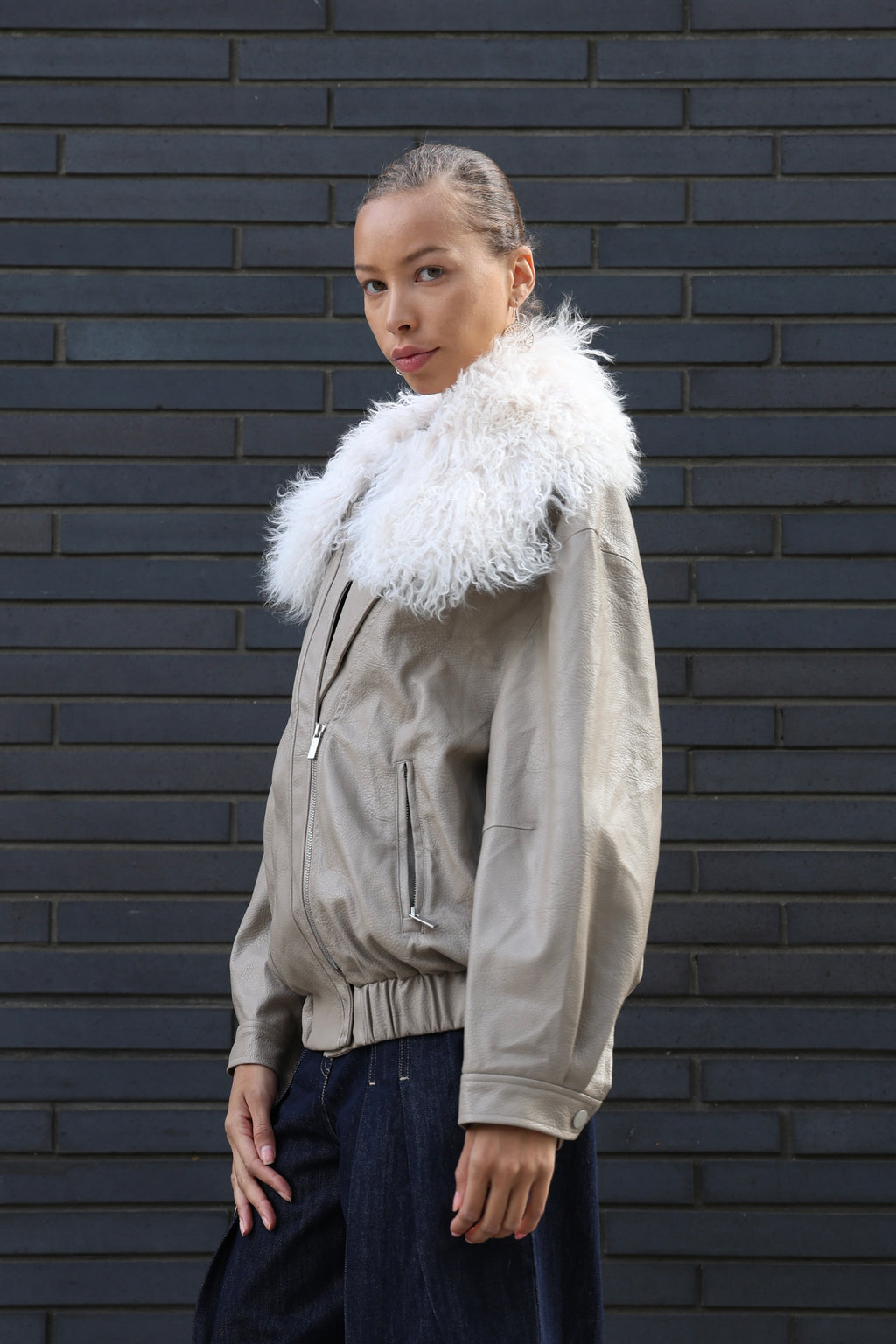 Shearling Luxe Leather Jacket
