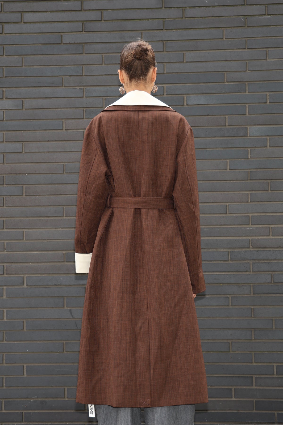 Two-Tone Long Trench Coat