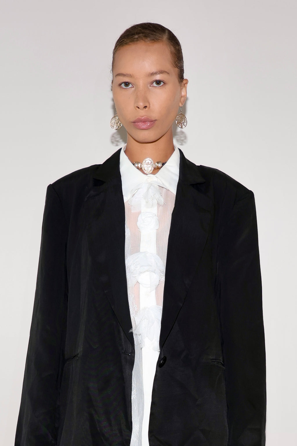 Nior Lace Rose Tailored Blazer