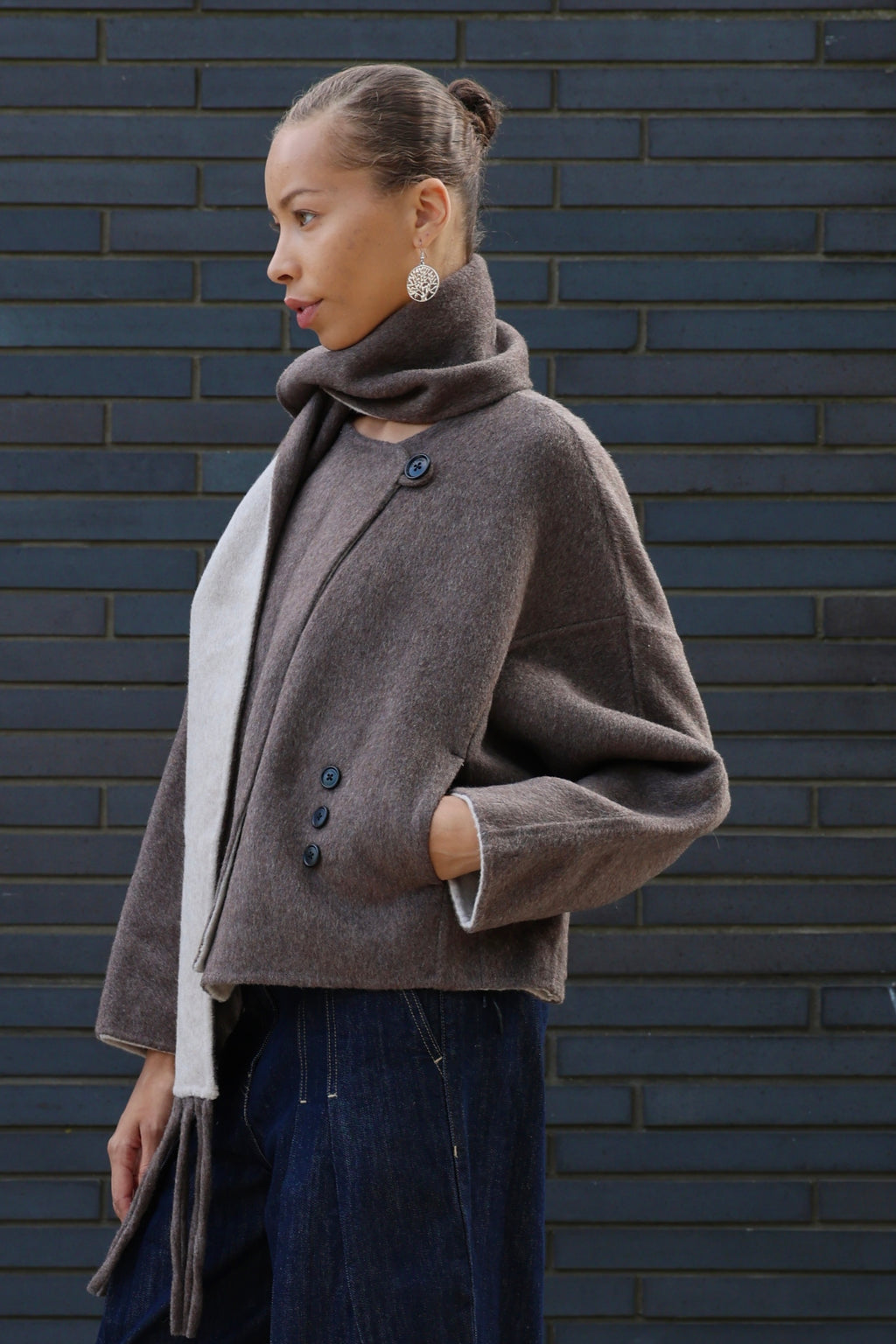 Double-Sided Wool Short Coat