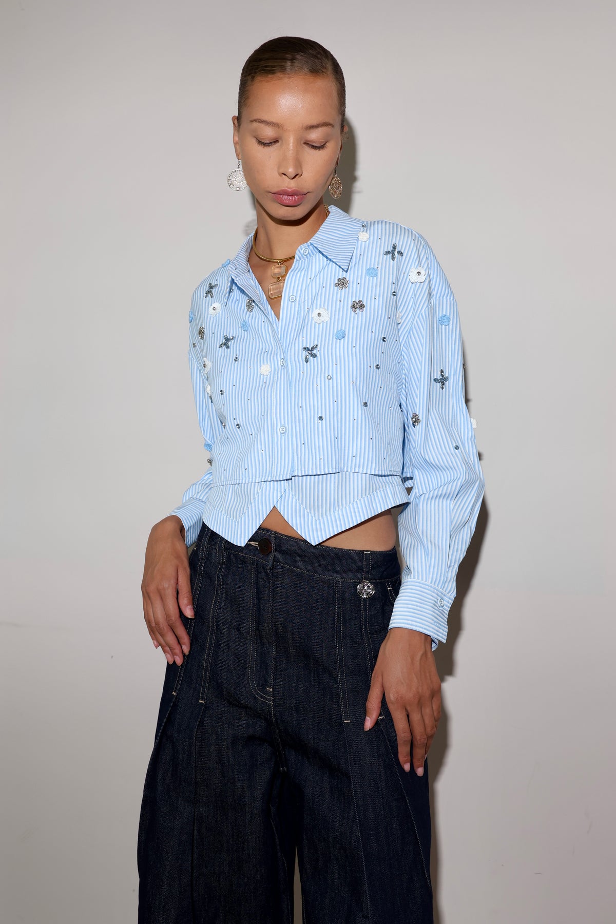 Glimmer Blooms Blue Shirt