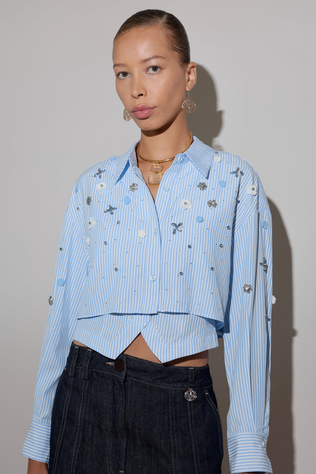 Glimmer Blooms Blue Shirt
