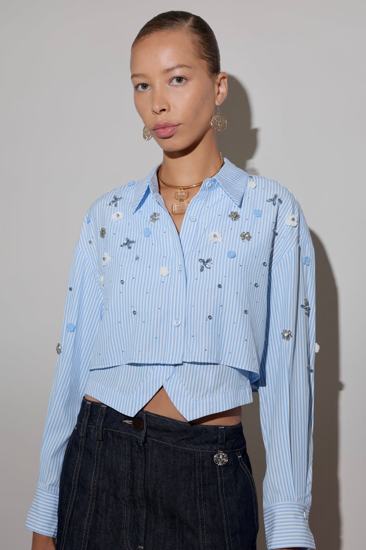 Glimmer Blooms Blue Shirt