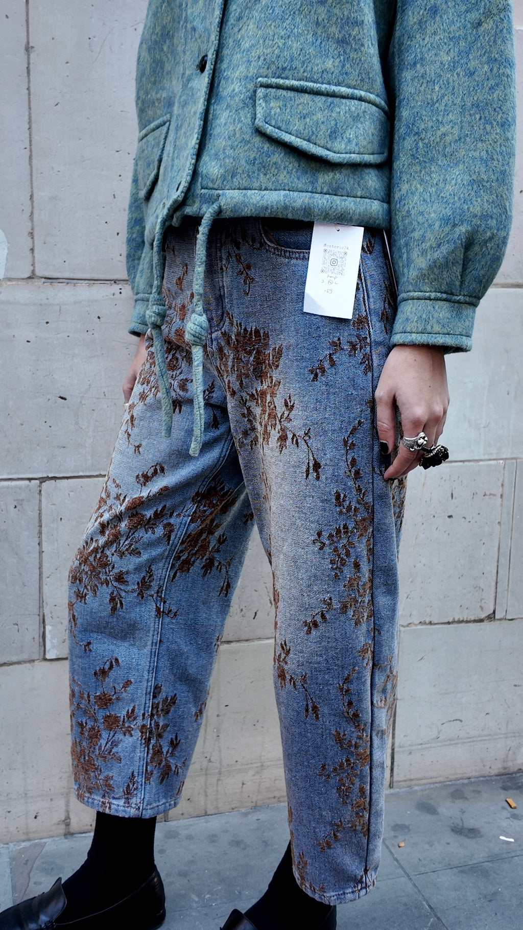 Floral Print Denim Jeans