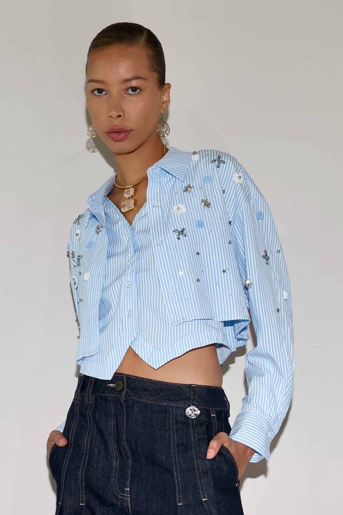 Glimmer Blooms Blue Shirt