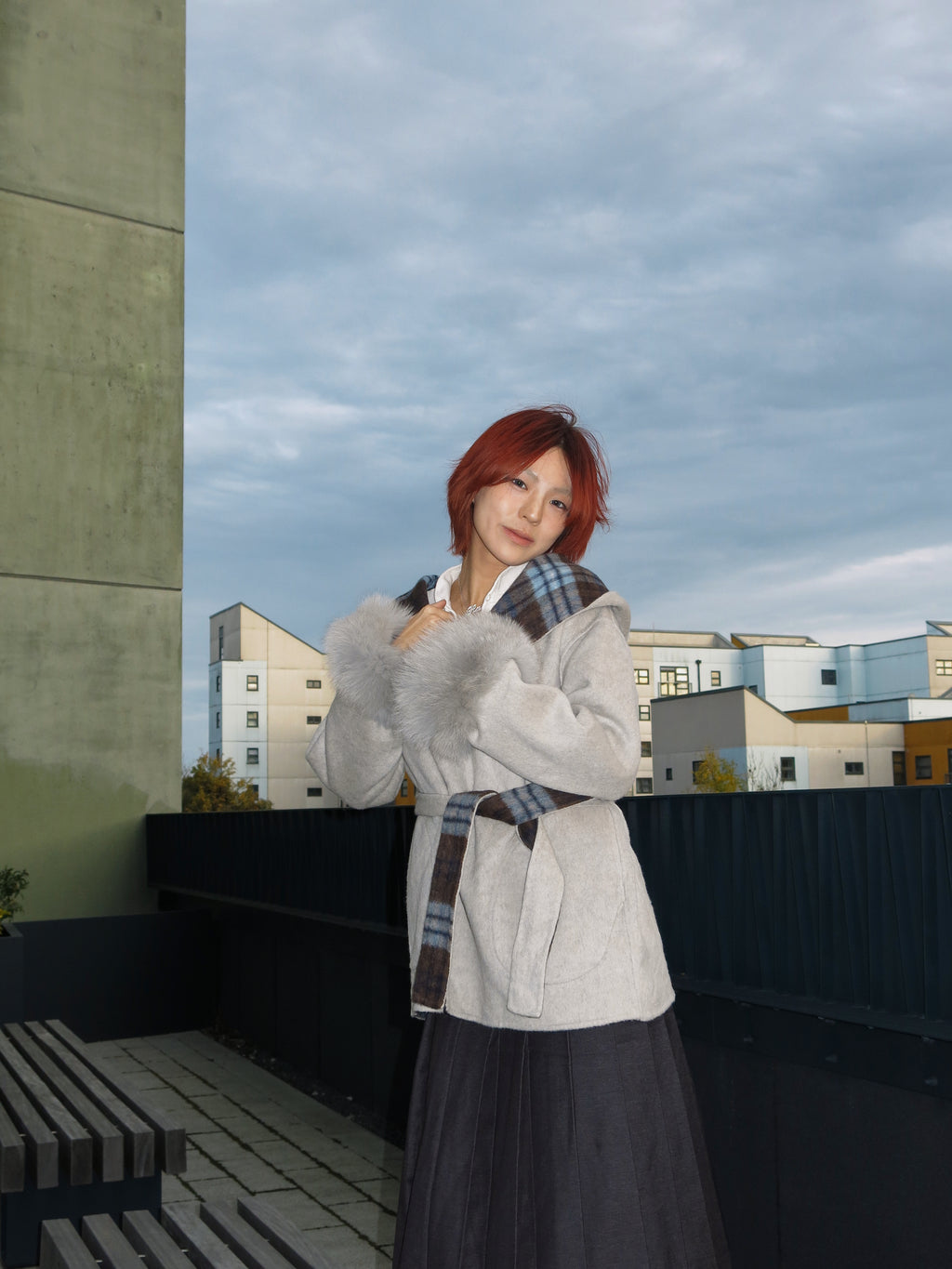 Reversible Plaid Colorblock Coat