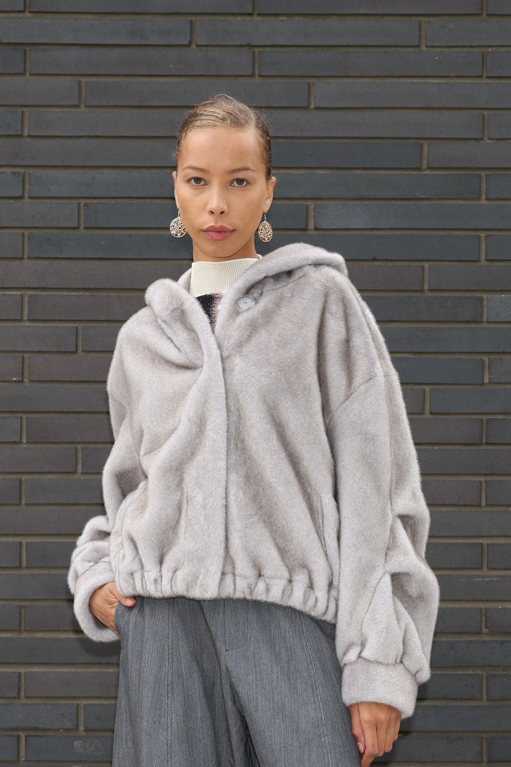 Eco- Friendly Fur Hooded Jacket