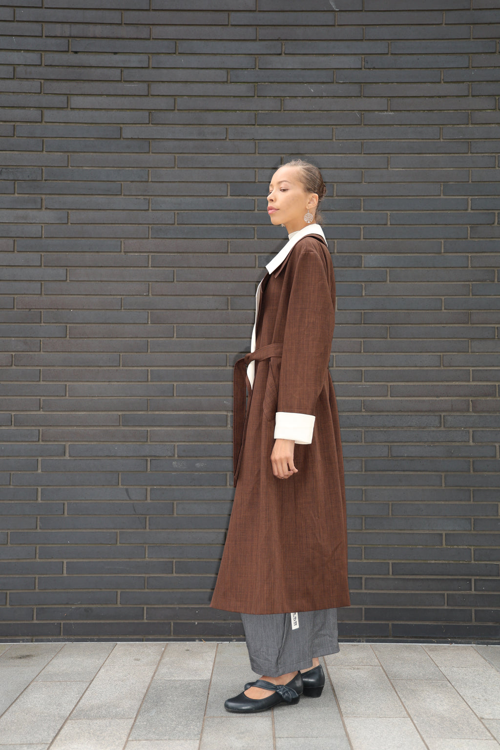 Two-Tone Long Trench Coat