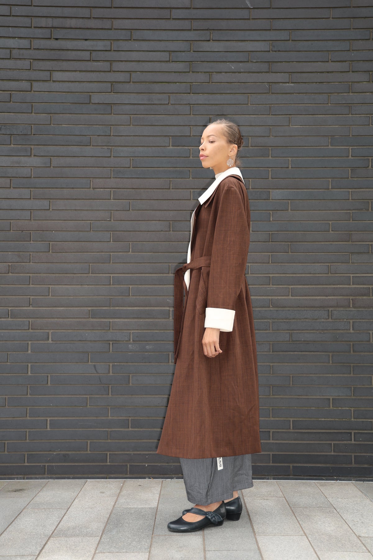Two-Tone Long Trench Coat