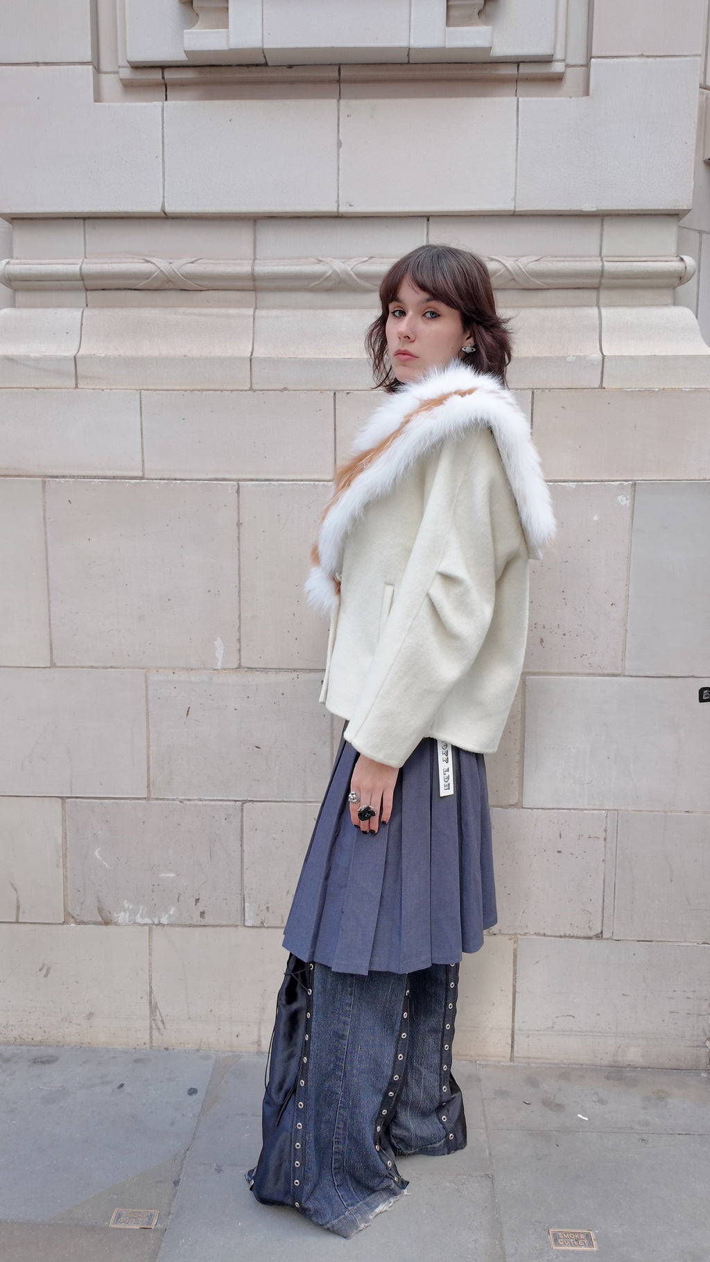 Lapel-Trimmed Fox Fur Coat