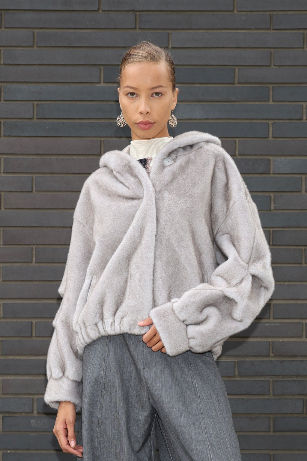 Eco- Friendly Fur Hooded Jacket