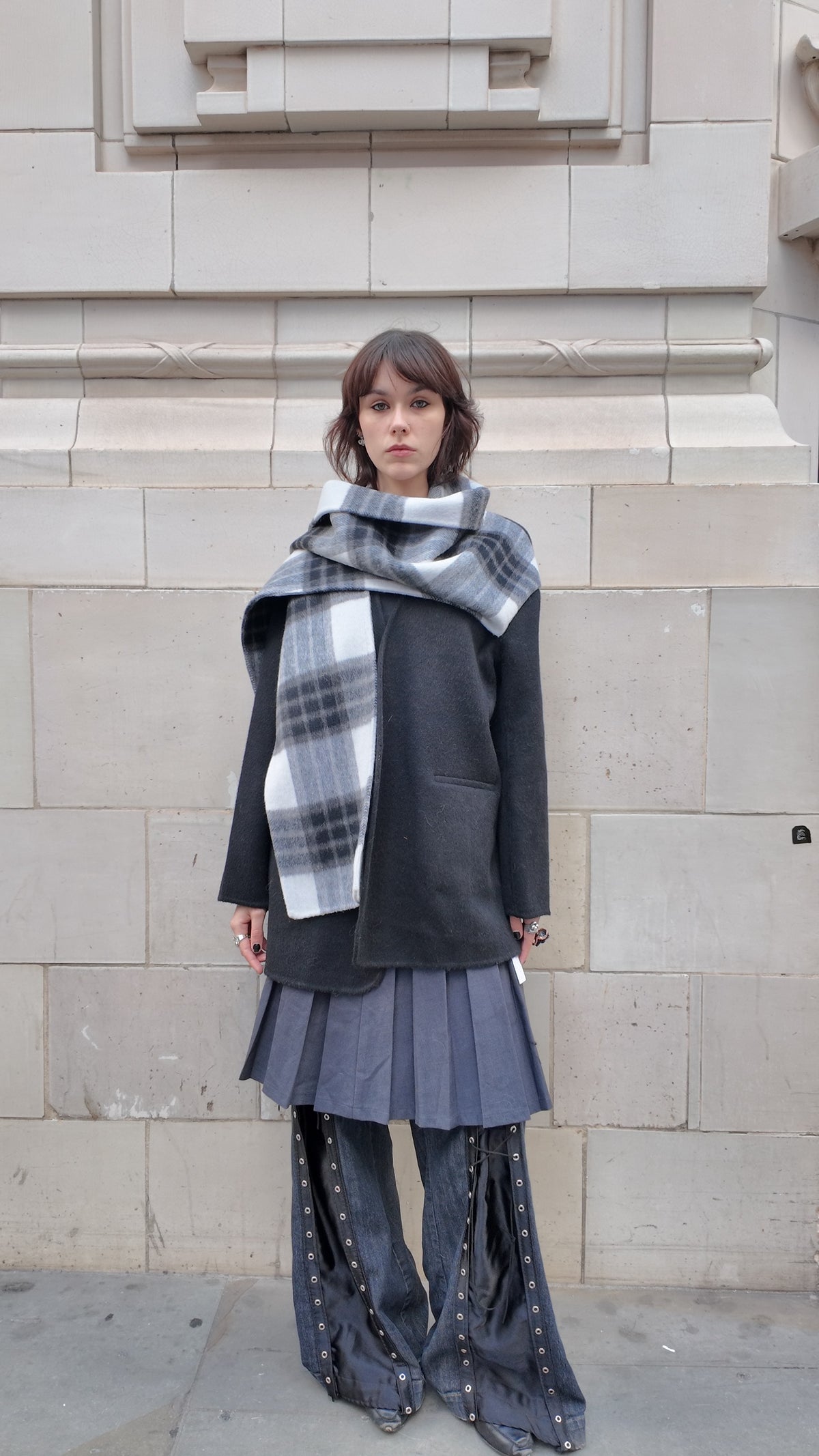 Plaid ScarfFusion Coat