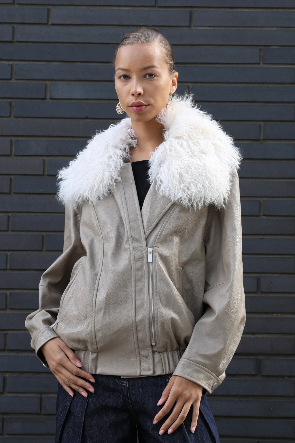 Shearling Luxe Leather Jacket