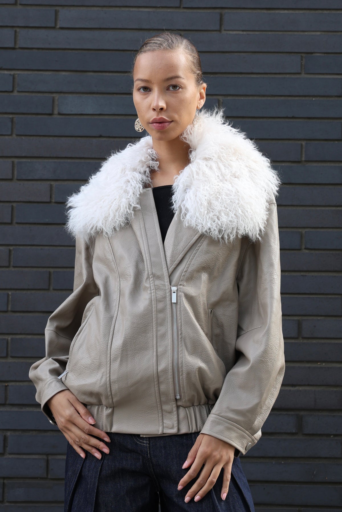 Shearling Luxe Leather Jacket