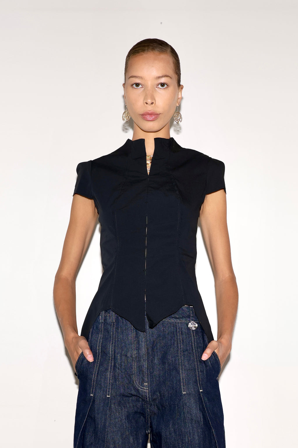 Contemporary Chinese Style Short Sleeve Shirt
