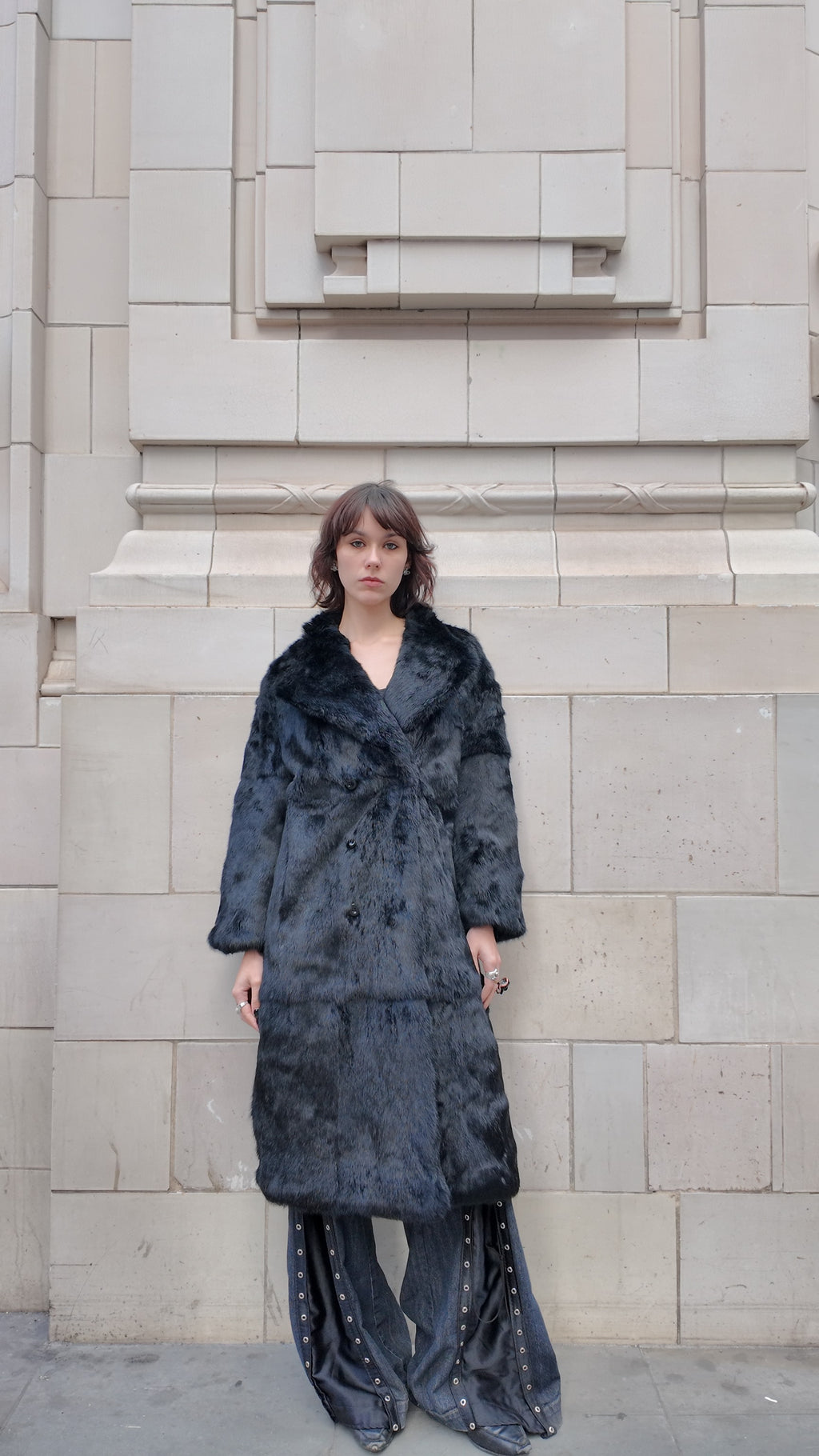 Monochrome Rabbit Fur Coat