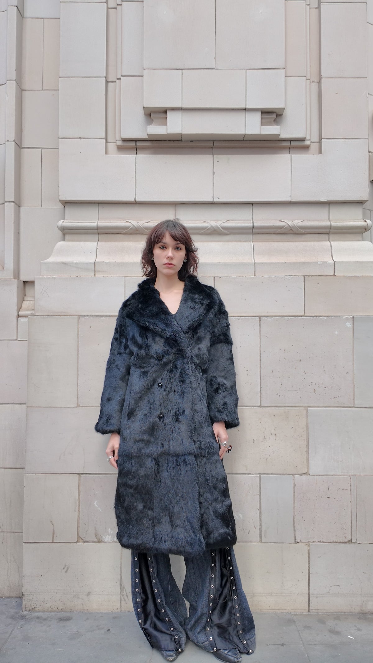 Monochrome Rabbit Fur Coat