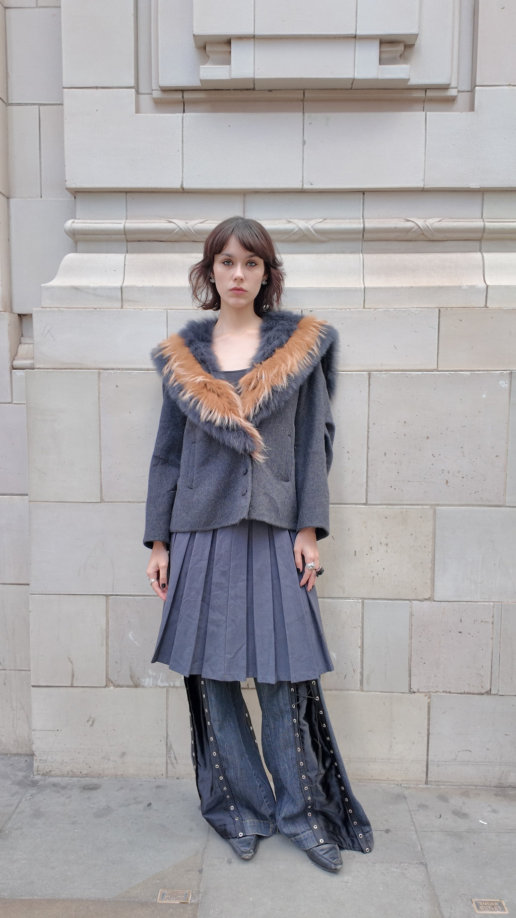 Lapel-Trimmed Fox Fur Coat