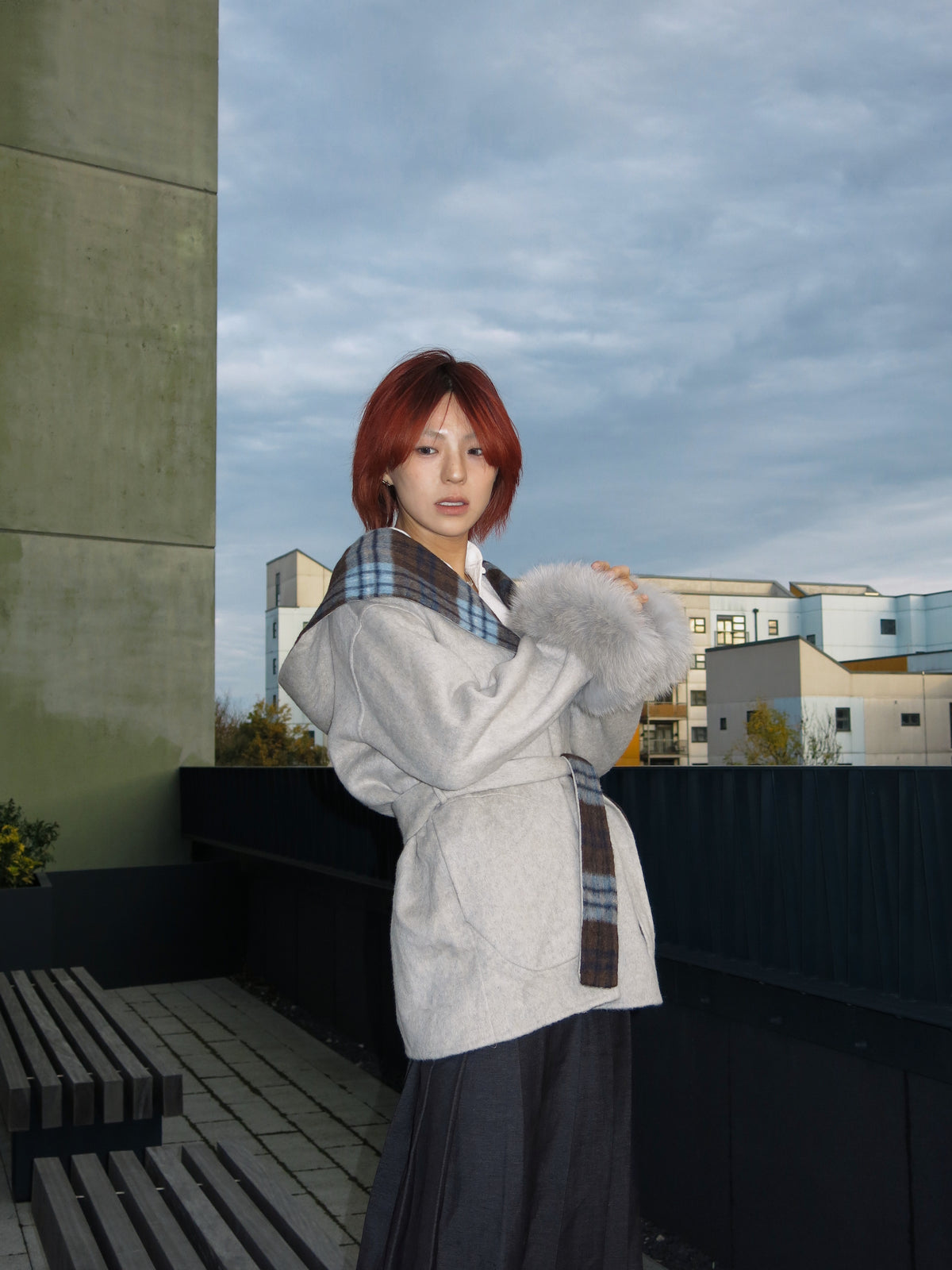 Reversible Plaid Colorblock Coat